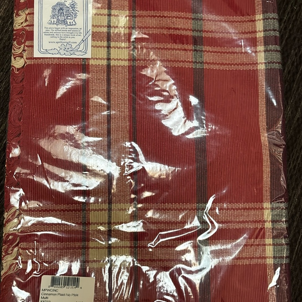 April Cornell Cinnamon Plaid Table Runner